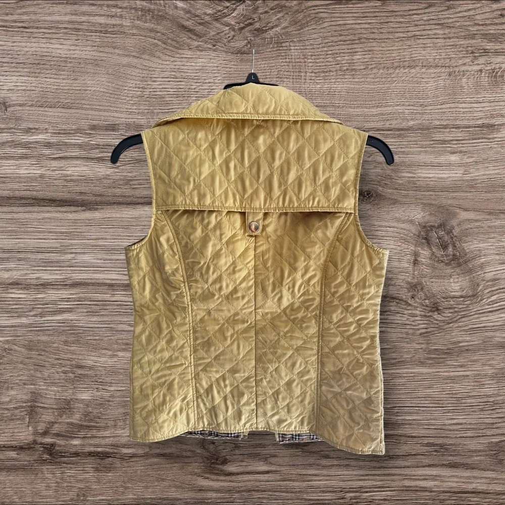 Women’s Mustard Yellow Quilted Puffer Vest Zip Front Lightweight Preppy Size S